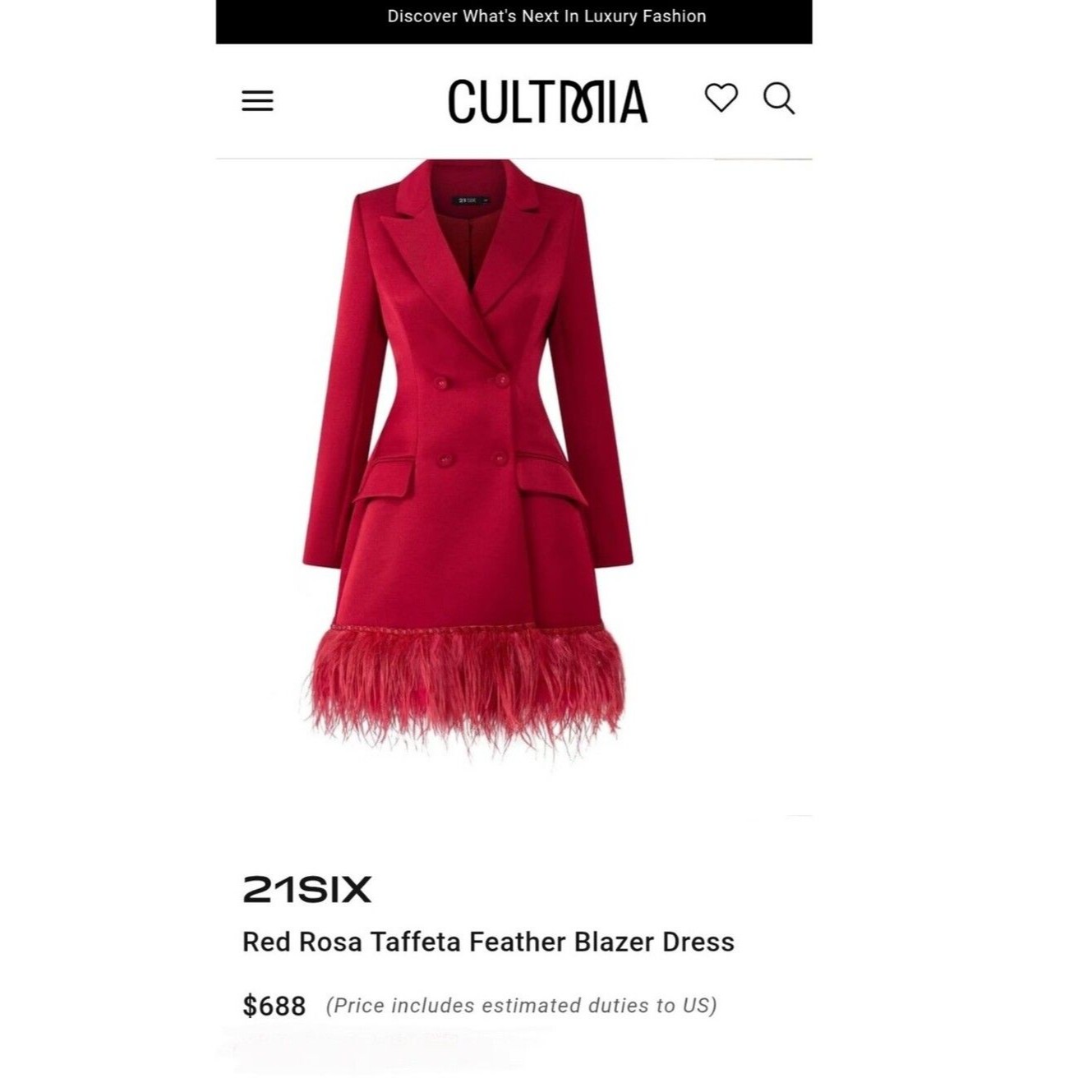 Nwt 21six Red Rosa Taffeta Feather Blazer Dress Size Xl — image 4 of 8
